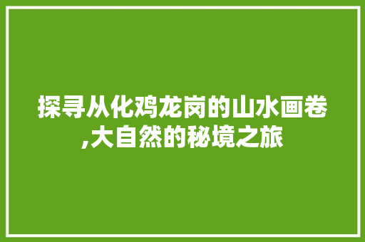 探寻从化鸡龙岗的山水画卷,大自然的秘境之旅