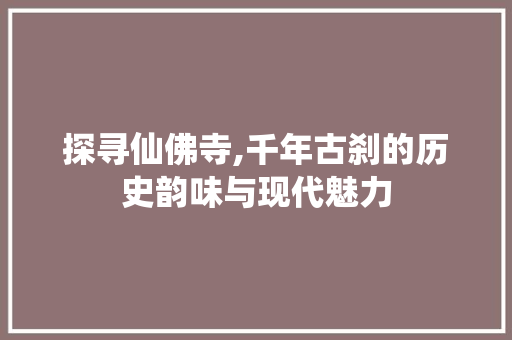 探寻仙佛寺,千年古刹的历史韵味与现代魅力