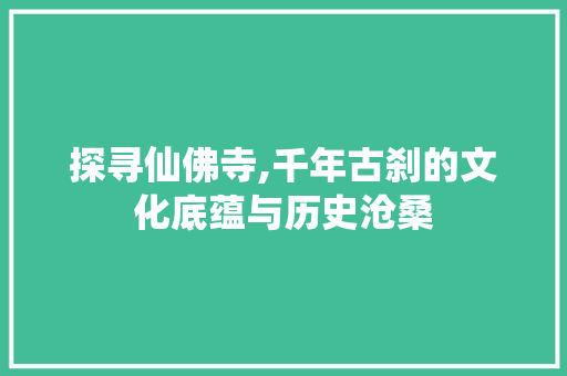 探寻仙佛寺,千年古刹的文化底蕴与历史沧桑