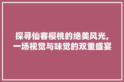 探寻仙客樱桃的绝美风光,一场视觉与味觉的双重盛宴