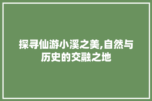 探寻仙游小溪之美,自然与历史的交融之地