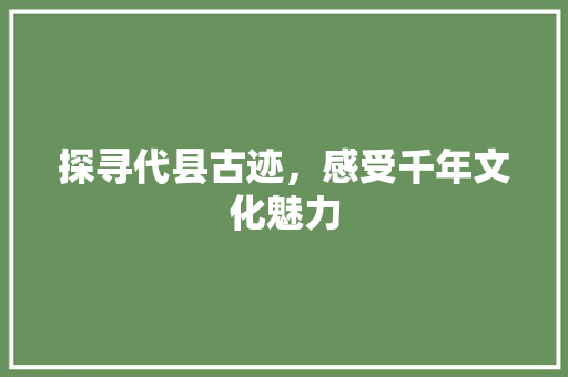 探寻代县古迹，感受千年文化魅力