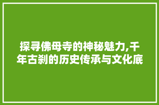 探寻佛母寺的神秘魅力,千年古刹的历史传承与文化底蕴