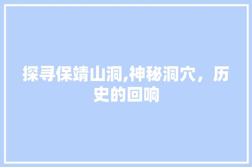 探寻保靖山洞,神秘洞穴，历史的回响