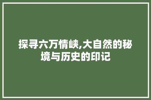 探寻六万情峡,大自然的秘境与历史的印记