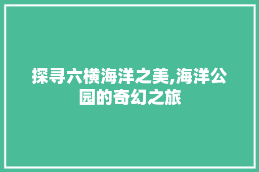 探寻六横海洋之美,海洋公园的奇幻之旅