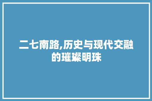 二七南路,历史与现代交融的璀璨明珠  第1张