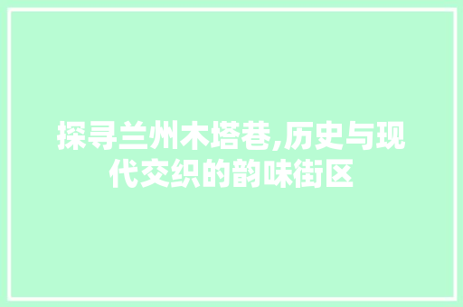 探寻兰州木塔巷,历史与现代交织的韵味街区