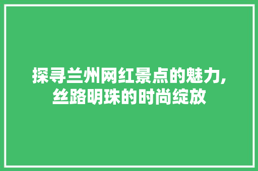 探寻兰州网红景点的魅力,丝路明珠的时尚绽放