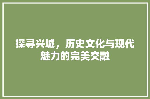 探寻兴城，历史文化与现代魅力的完美交融