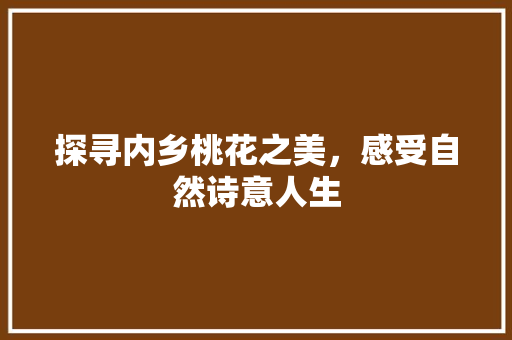 探寻内乡桃花之美，感受自然诗意人生