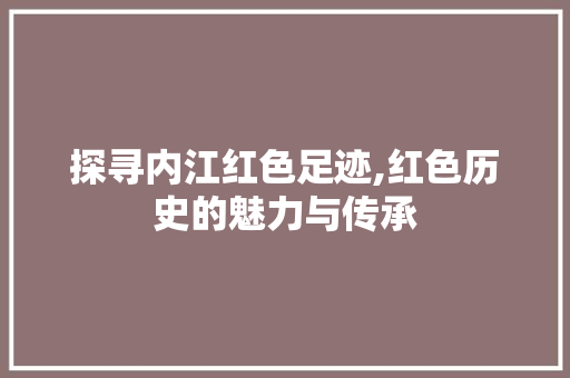 探寻内江红色足迹,红色历史的魅力与传承