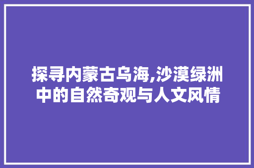 探寻内蒙古乌海,沙漠绿洲中的自然奇观与人文风情