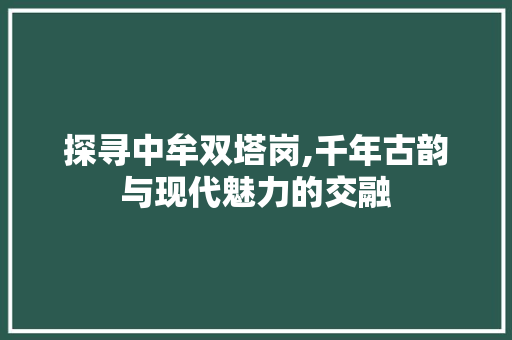 探寻中牟双塔岗,千年古韵与现代魅力的交融