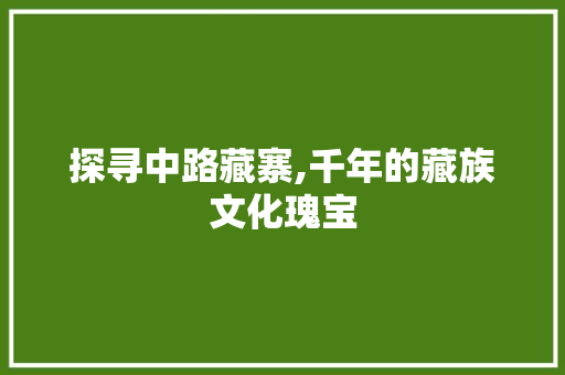 探寻中路藏寨,千年的藏族文化瑰宝