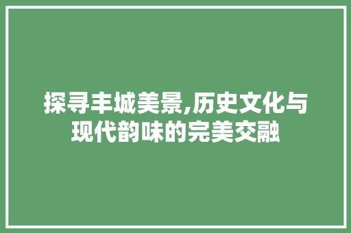 探寻丰城美景,历史文化与现代韵味的完美交融