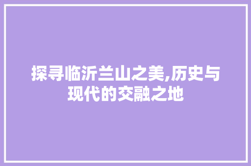 探寻临沂兰山之美,历史与现代的交融之地