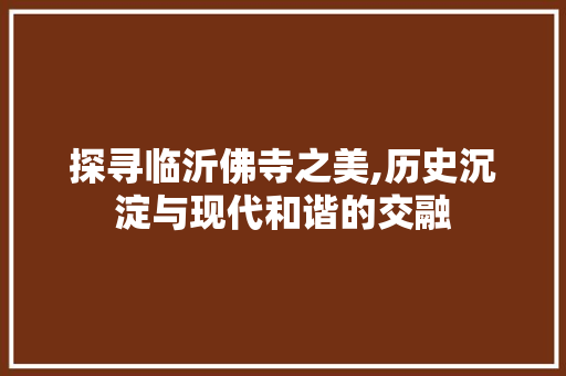 探寻临沂佛寺之美,历史沉淀与现代和谐的交融