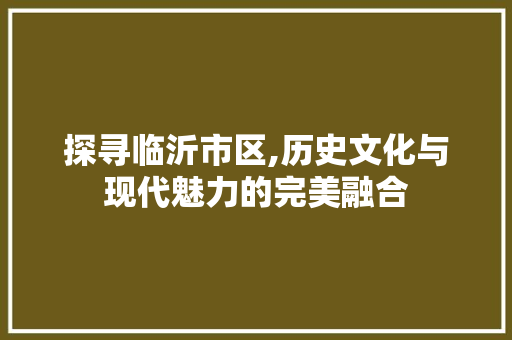 探寻临沂市区,历史文化与现代魅力的完美融合