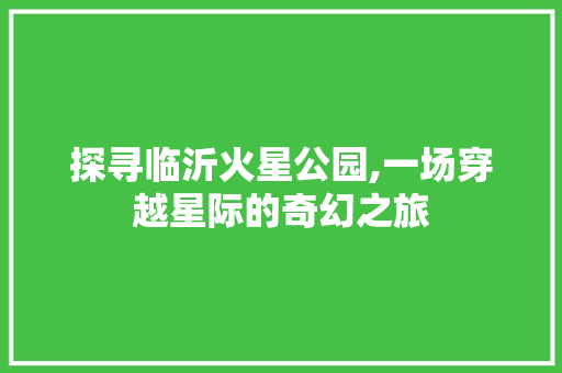 探寻临沂火星公园,一场穿越星际的奇幻之旅