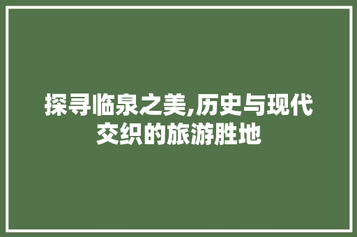 探寻临泉之美,历史与现代交织的旅游胜地