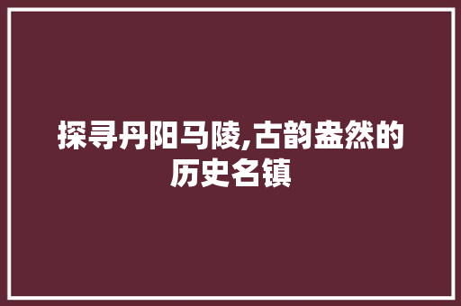 探寻丹阳马陵,古韵盎然的历史名镇