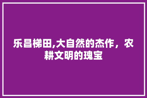 乐昌梯田,大自然的杰作，农耕文明的瑰宝