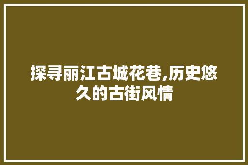 探寻丽江古城花巷,历史悠久的古街风情