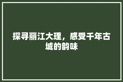 探寻丽江大理，感受千年古城的韵味