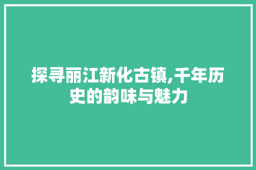 探寻丽江新化古镇,千年历史的韵味与魅力