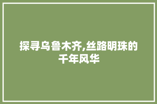 探寻乌鲁木齐,丝路明珠的千年风华