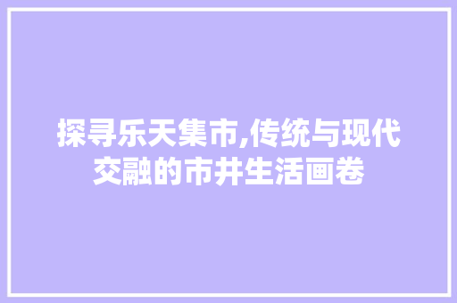 探寻乐天集市,传统与现代交融的市井生活画卷