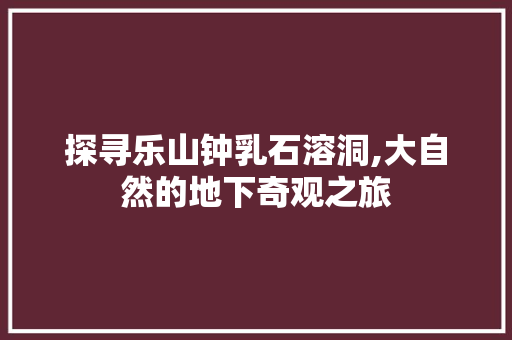 探寻乐山钟乳石溶洞,大自然的地下奇观之旅