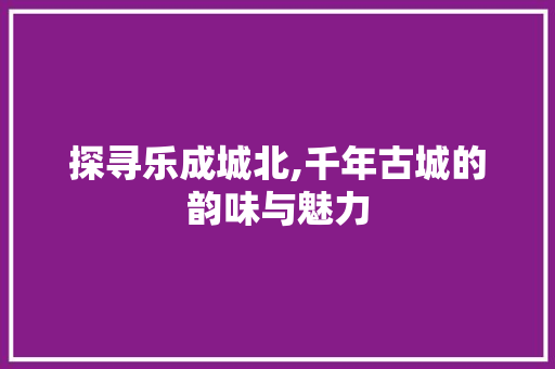 探寻乐成城北,千年古城的韵味与魅力