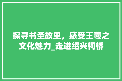 探寻书圣故里，感受王羲之文化魅力_走进绍兴柯桥