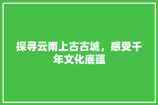 探寻云南上古古城，感受千年文化底蕴