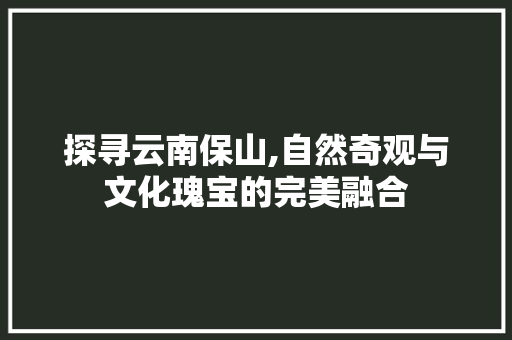 探寻云南保山,自然奇观与文化瑰宝的完美融合