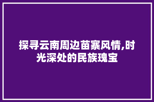 探寻云南周边苗寨风情,时光深处的民族瑰宝