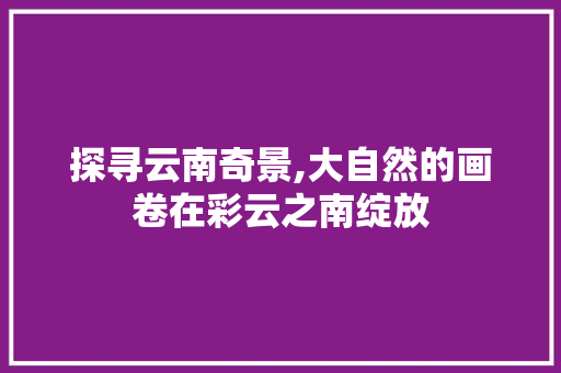 探寻云南奇景,大自然的画卷在彩云之南绽放