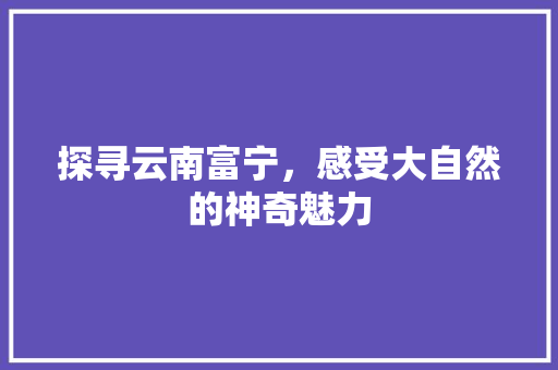 探寻云南富宁，感受大自然的神奇魅力