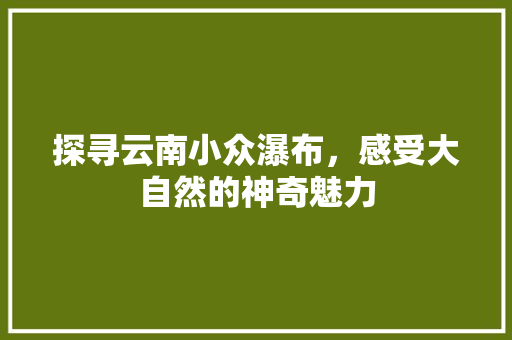 探寻云南小众瀑布，感受大自然的神奇魅力