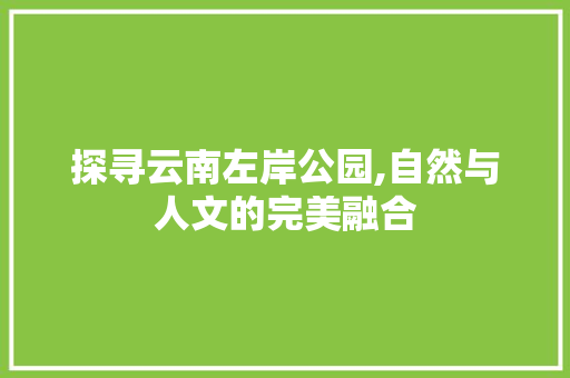 探寻云南左岸公园,自然与人文的完美融合