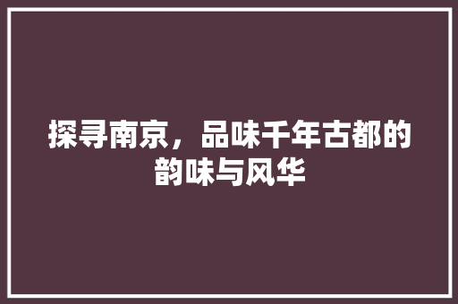 探寻南京，品味千年古都的韵味与风华