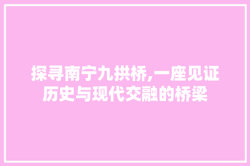 探寻南宁九拱桥,一座见证历史与现代交融的桥梁