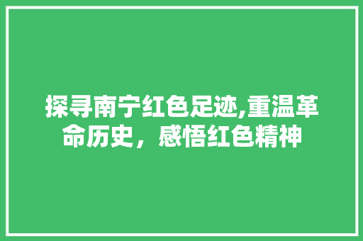 探寻南宁红色足迹,重温革命历史，感悟红色精神