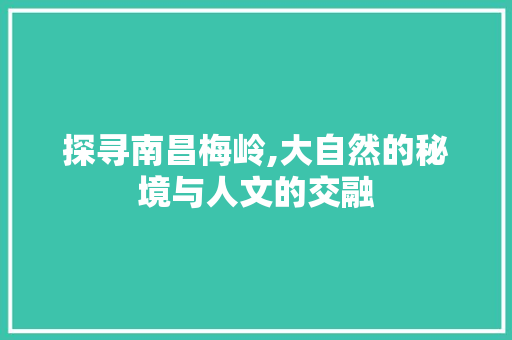 探寻南昌梅岭,大自然的秘境与人文的交融