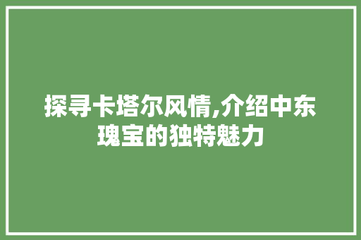 探寻卡塔尔风情,介绍中东瑰宝的独特魅力