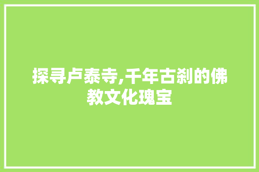 探寻卢泰寺,千年古刹的佛教文化瑰宝