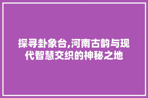 探寻卦象台,河南古韵与现代智慧交织的神秘之地