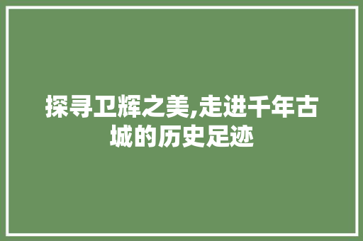 探寻卫辉之美,走进千年古城的历史足迹